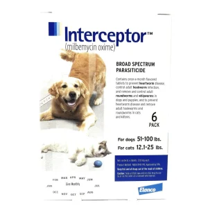 Elanco Interceptor 6 Chewable Tablets White/Blanc 51-100 lb